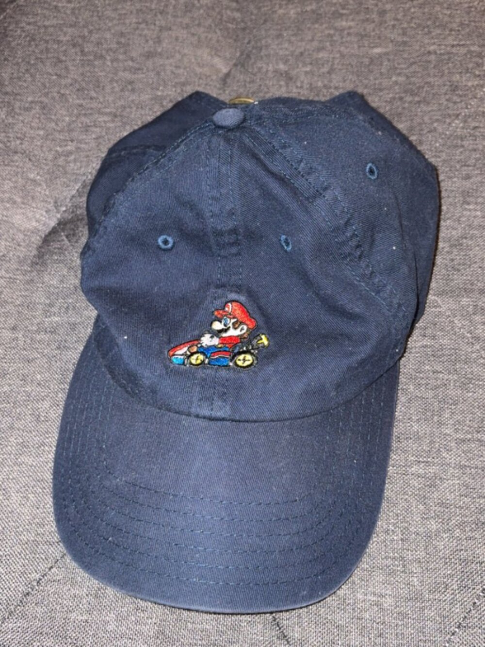 Navy Mario Kart Embroidered Dad Hat